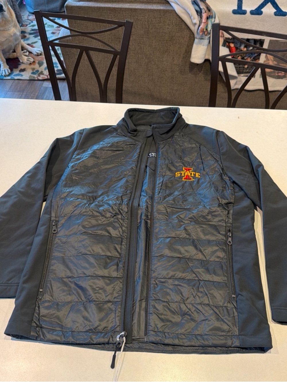 Iowa State Men’s Gray Quilted Hybrid Puffer Jacket